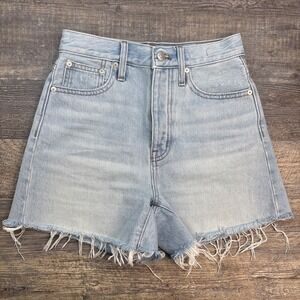 Madewell The‎ Mom Jean Shorts Light Wash Blue Cotton Cut Off Size 23 Flaw